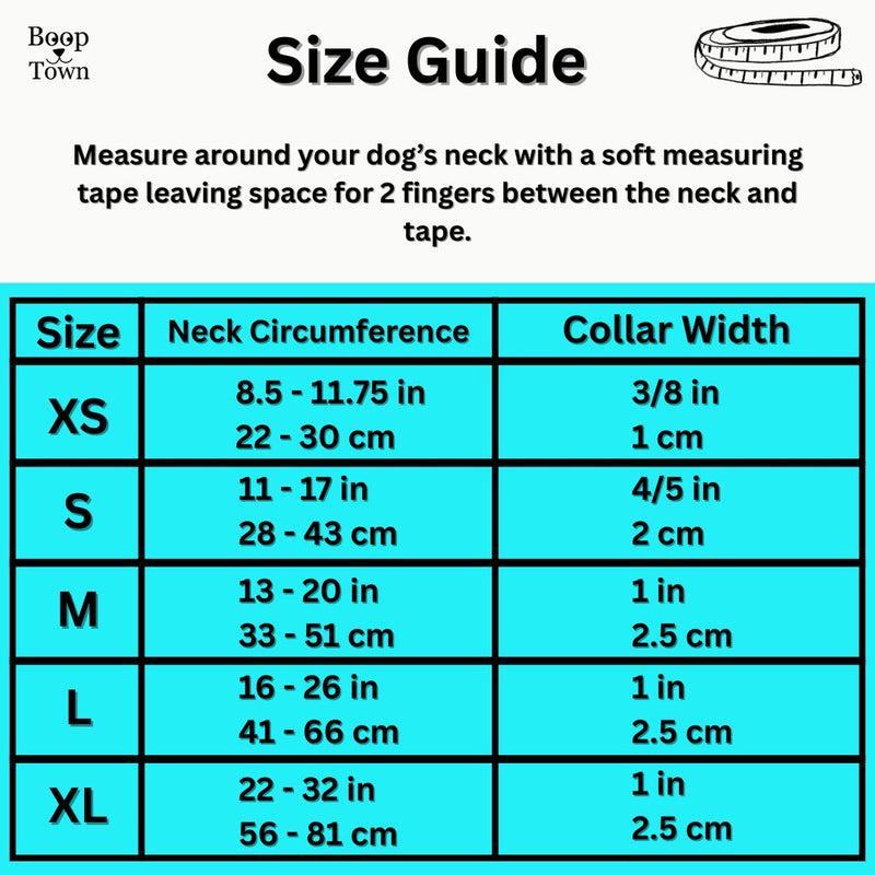 Boop Town Soft Cotton Dog Collar - Anti-Hair Matting & Durable Nylon Core - Quick Release Metal Buckle - Adjustable for Small Medium Large XL Dogs - Gold Tone Hardware