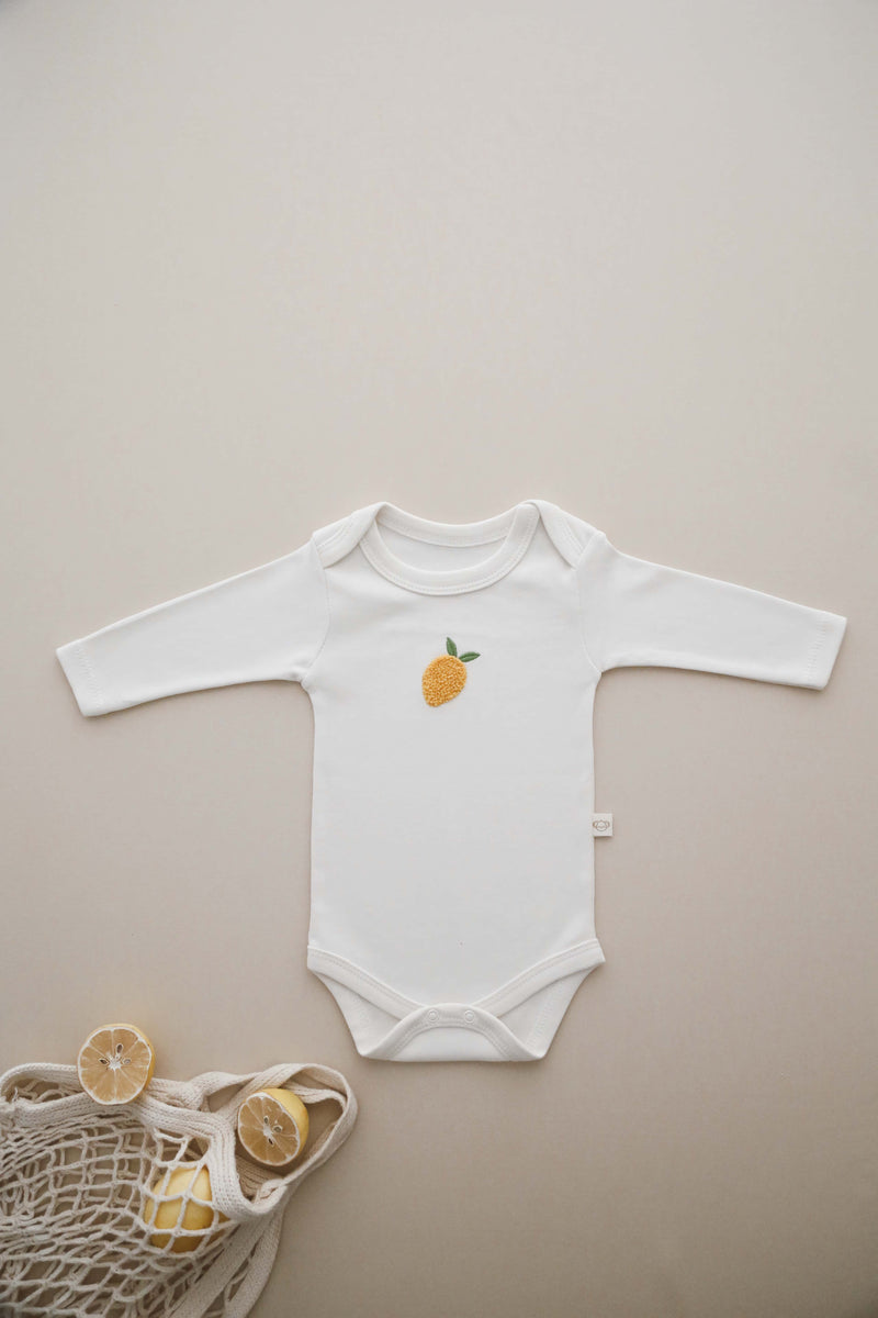 Lemon Patterned Long Sleeve Bodysuit