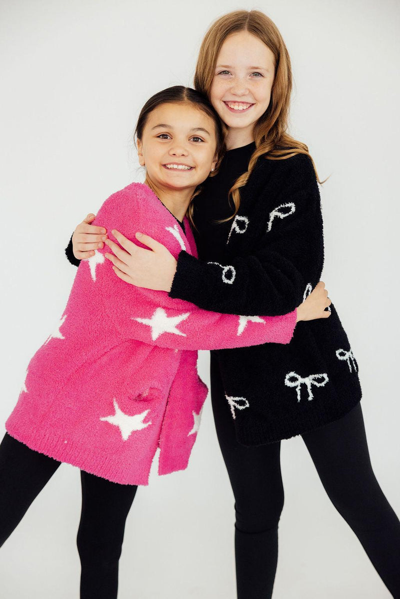 Bright Pink/Coconut Star Cozy Cardigan