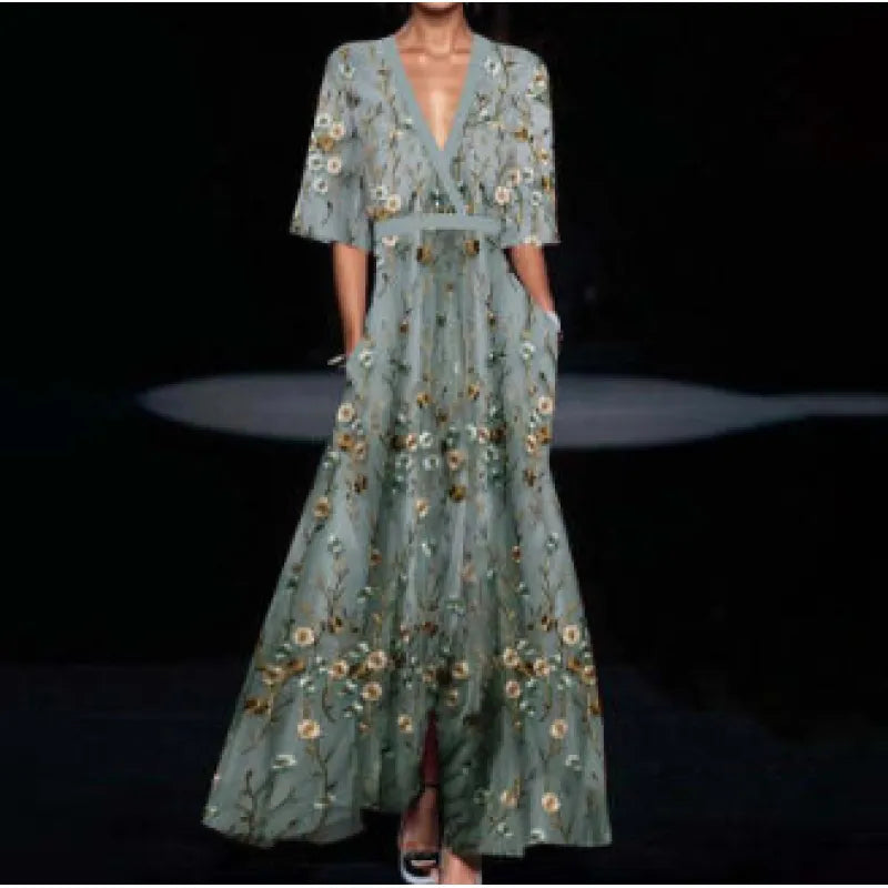 Printed Pleated Belt Dress