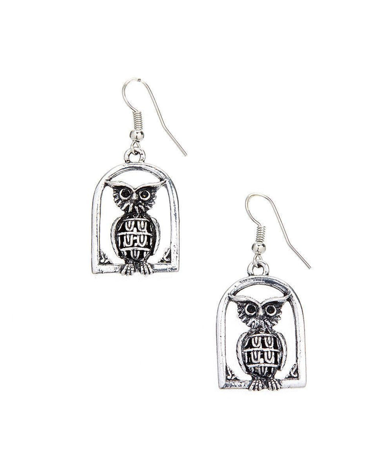 Vintage Owl Drop Dangle Retro Earrings-Owl Vintage Earrings