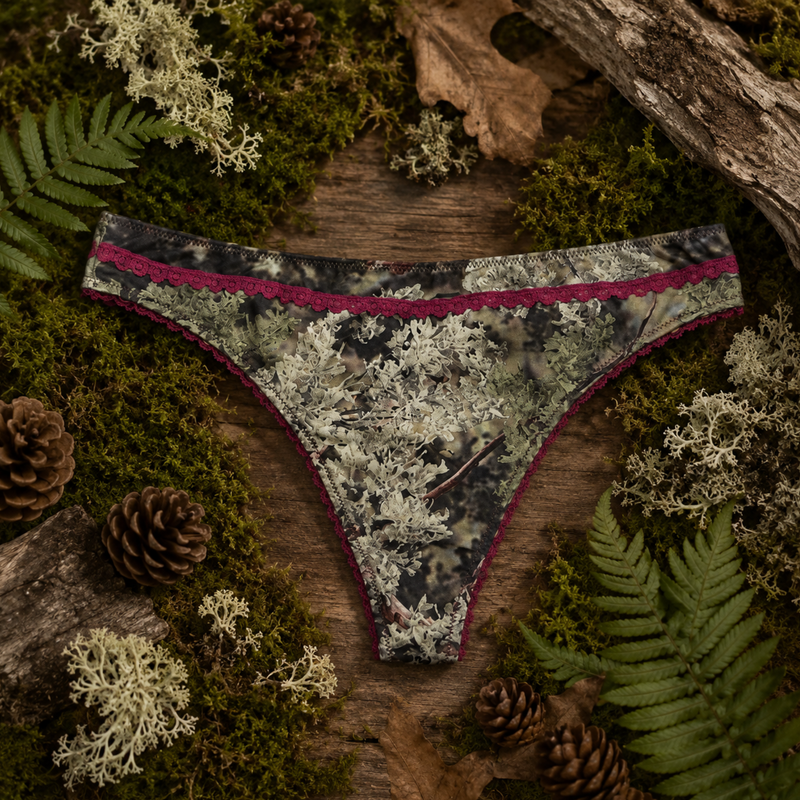 Women's Camo Hunting Thong - King's Camo Scalloped Lace Underwear - Wilderness Dreams