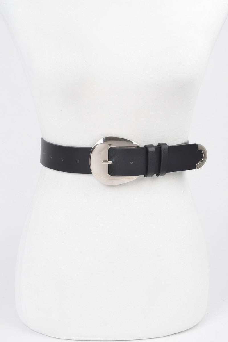 Faux Leather Metal Buckle Belt
