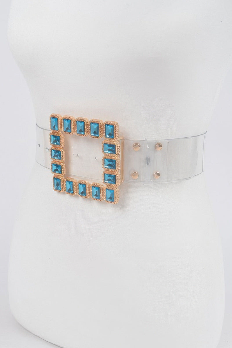 Women's Stone Buckle Faux Leather Belt