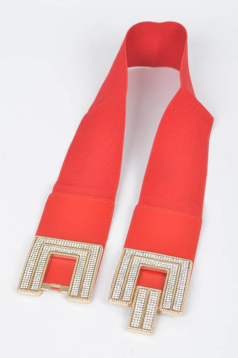 Rhinestone Buckles Elastic Belt
