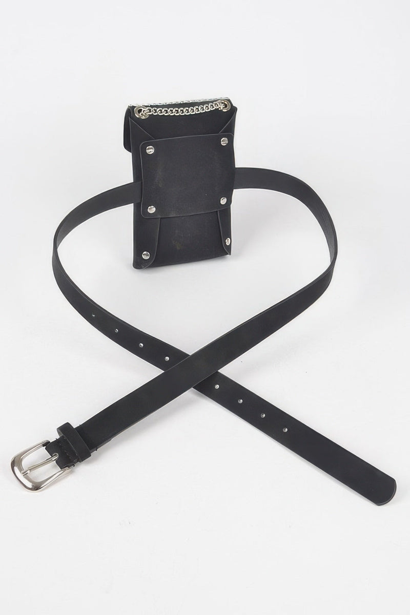 Shinny Acrylic Stone Plus Size Belt Bag W/chain