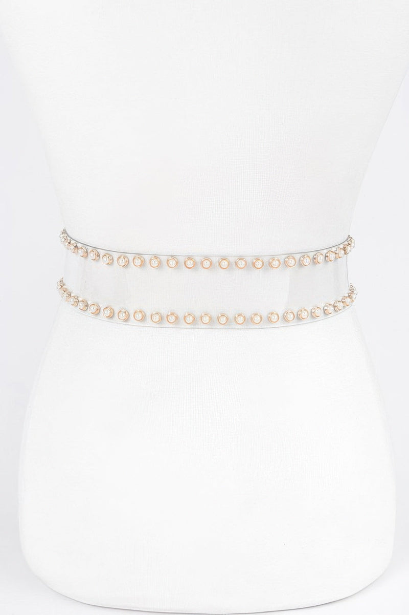 Rhinestone Buckle Plus Size Clear Belt W/stones