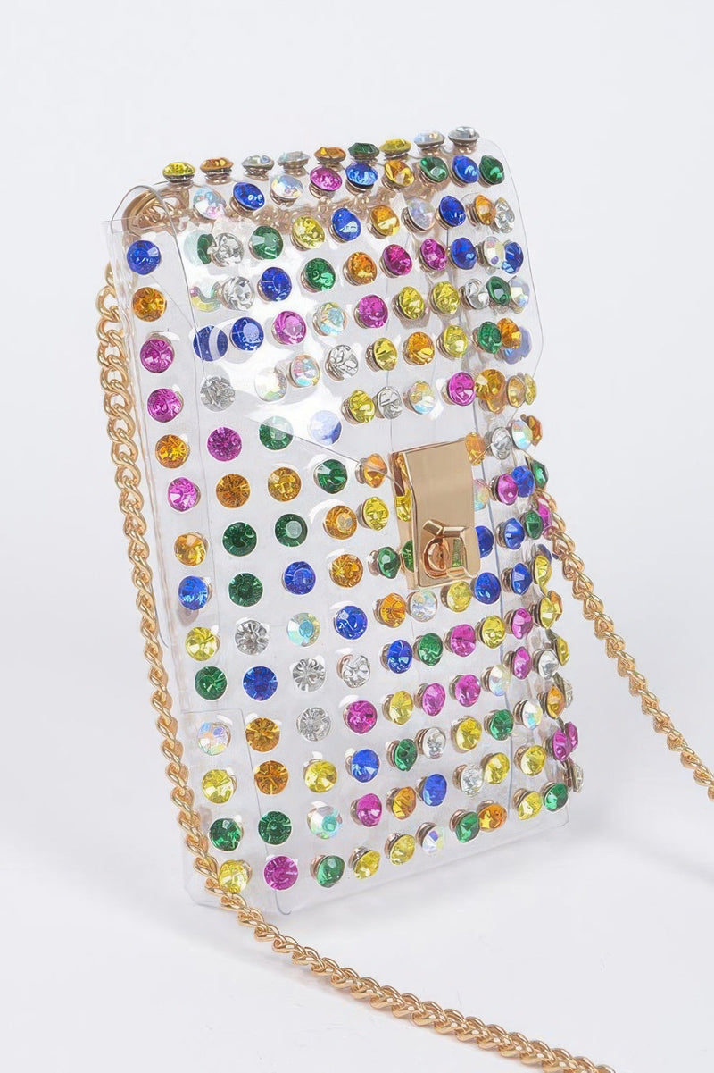 Rhinestone Clear Plus Size Belt Bag W/chain