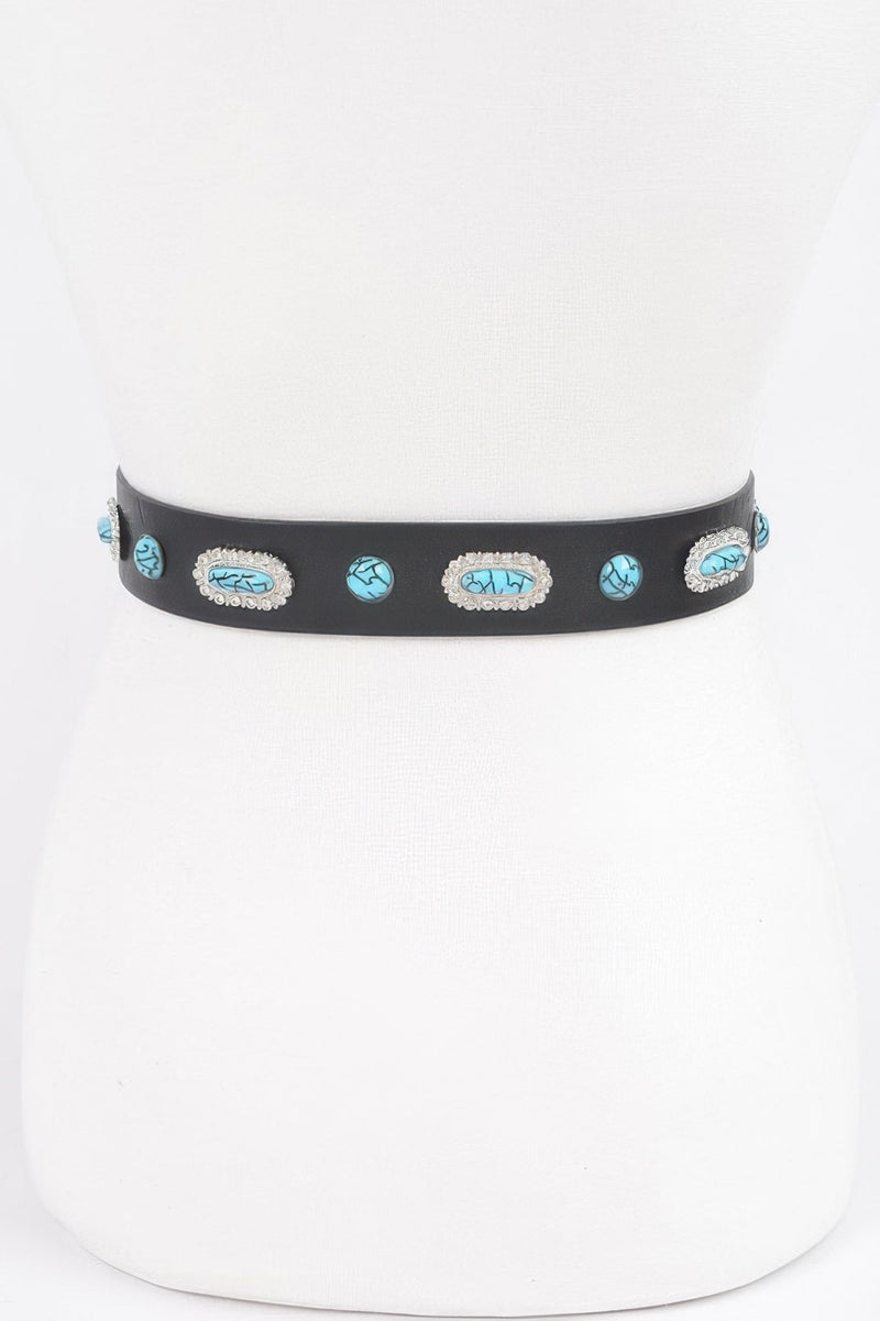 Western Style Belt With Turquoise