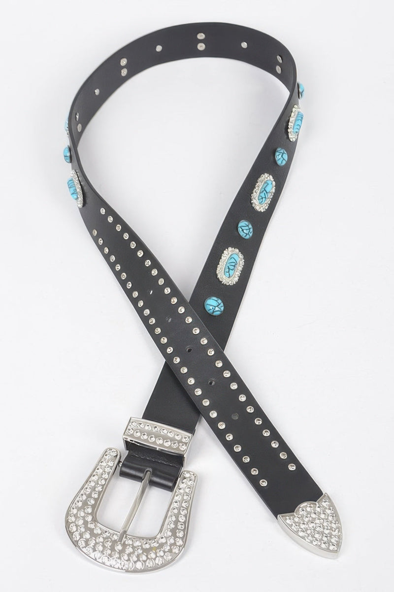 Western Style Belt With Turquoise