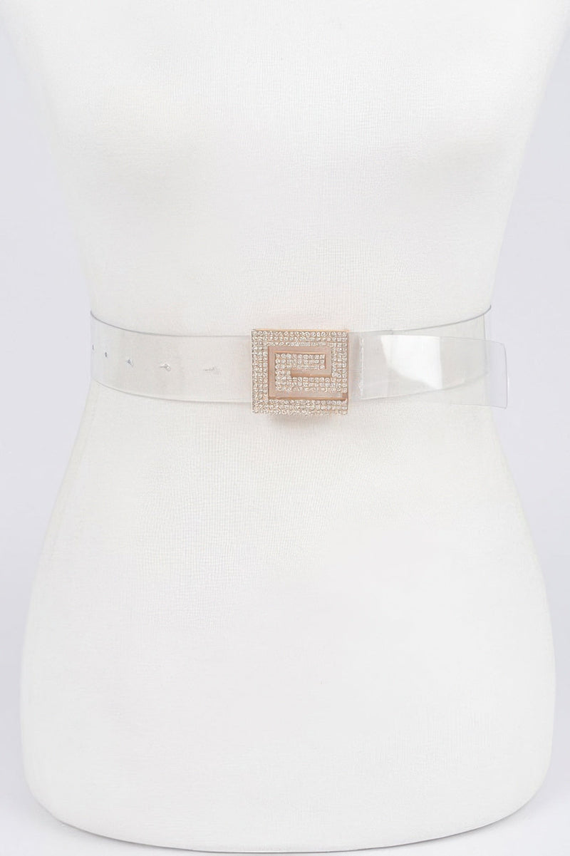 Rhinestone Buckle Vegan Belt