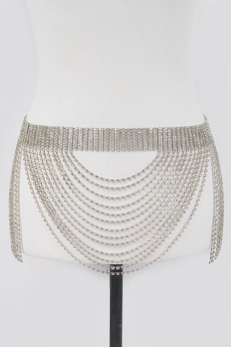 Rhinestone Multi Layered Drop Belt