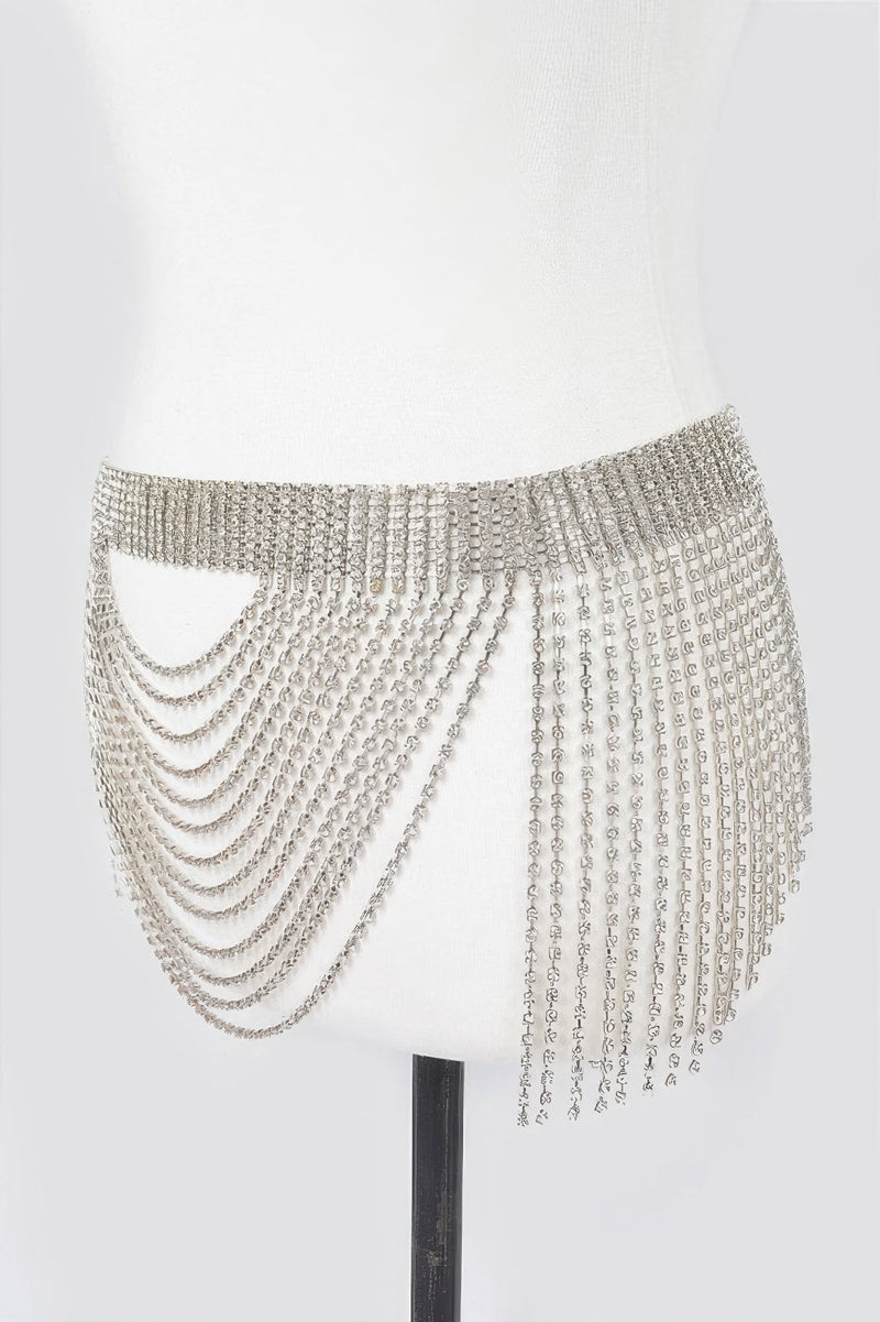 Rhinestone Multi Layered Drop Belt