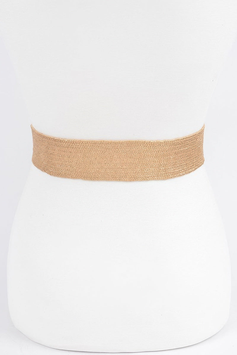 Round Handmade Bamboo Buckle Elastic Belt