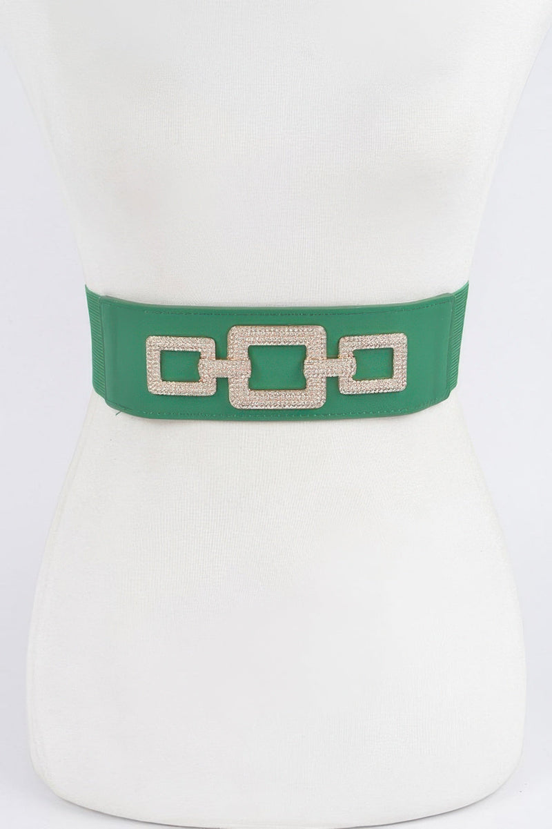 Rhinestone Link Plus Size Elastic Belt