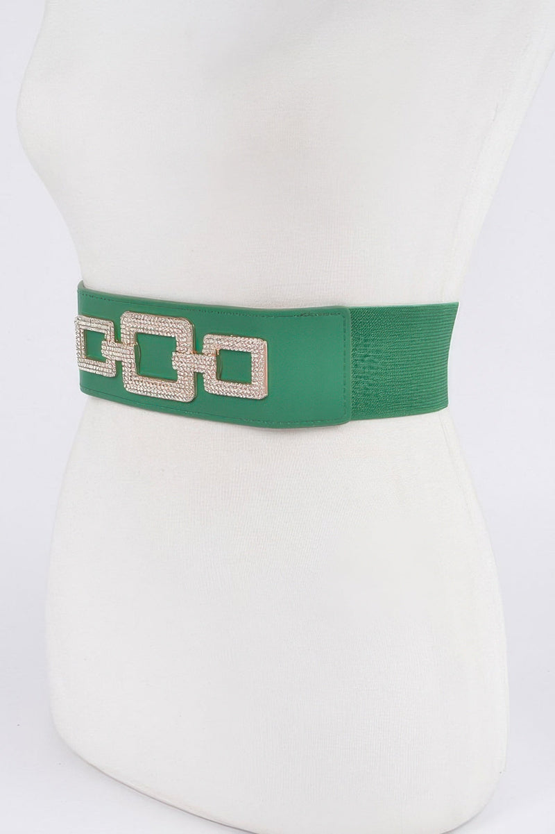 Rhinestone Link Plus Size Elastic Belt
