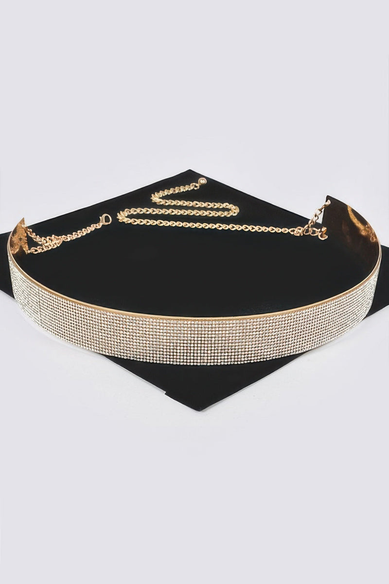 Rhinestone Gold Metal Waist Belt