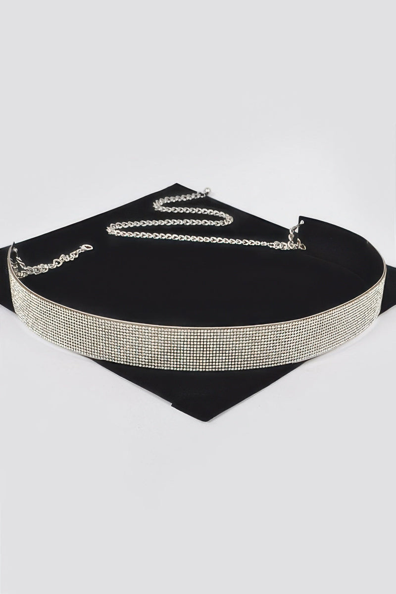 Rhinestone Gold Metal Waist Belt