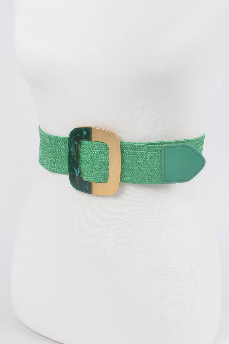 Square Metal Buckle Stretch Belt