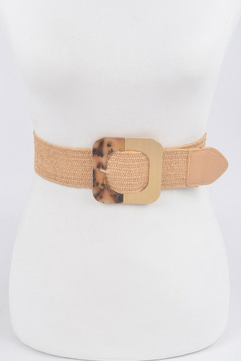 Square Metal Buckle Stretch Belt