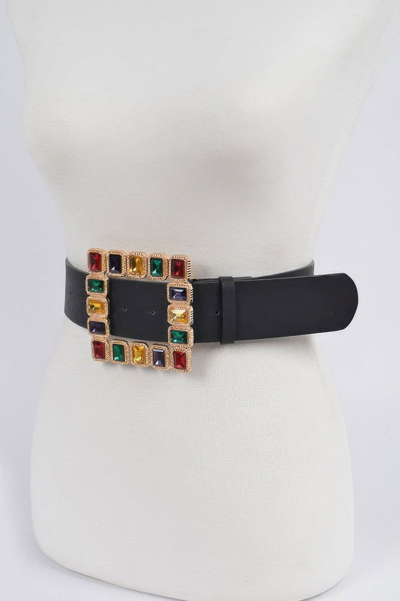 Rhinestone Gemstone Square Plus Size Belt