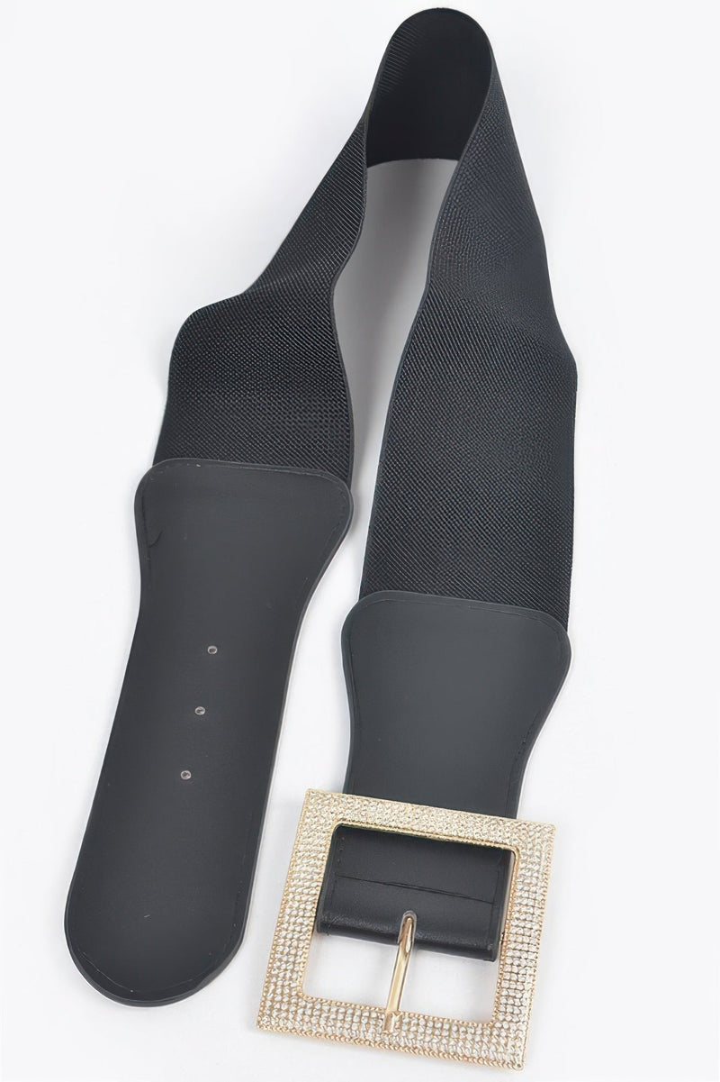 Rhinestone Buckle Elastic Belt