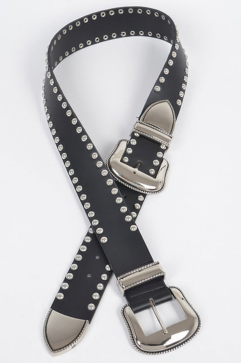 Studded Double Buckle Belt