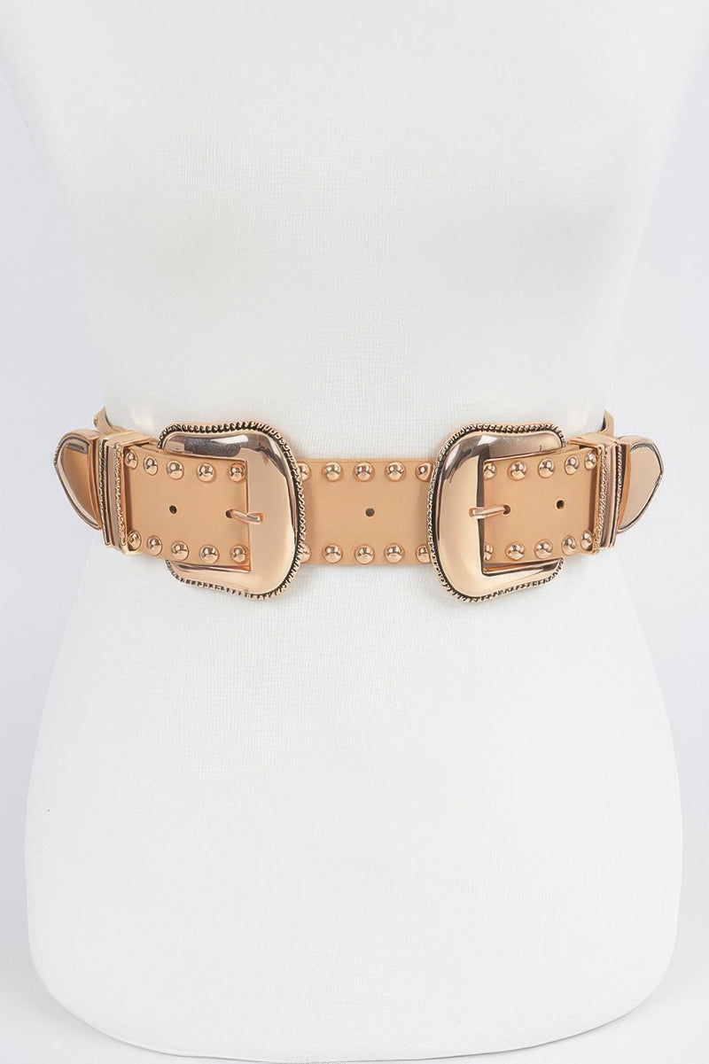 Studded Double Buckle Belt