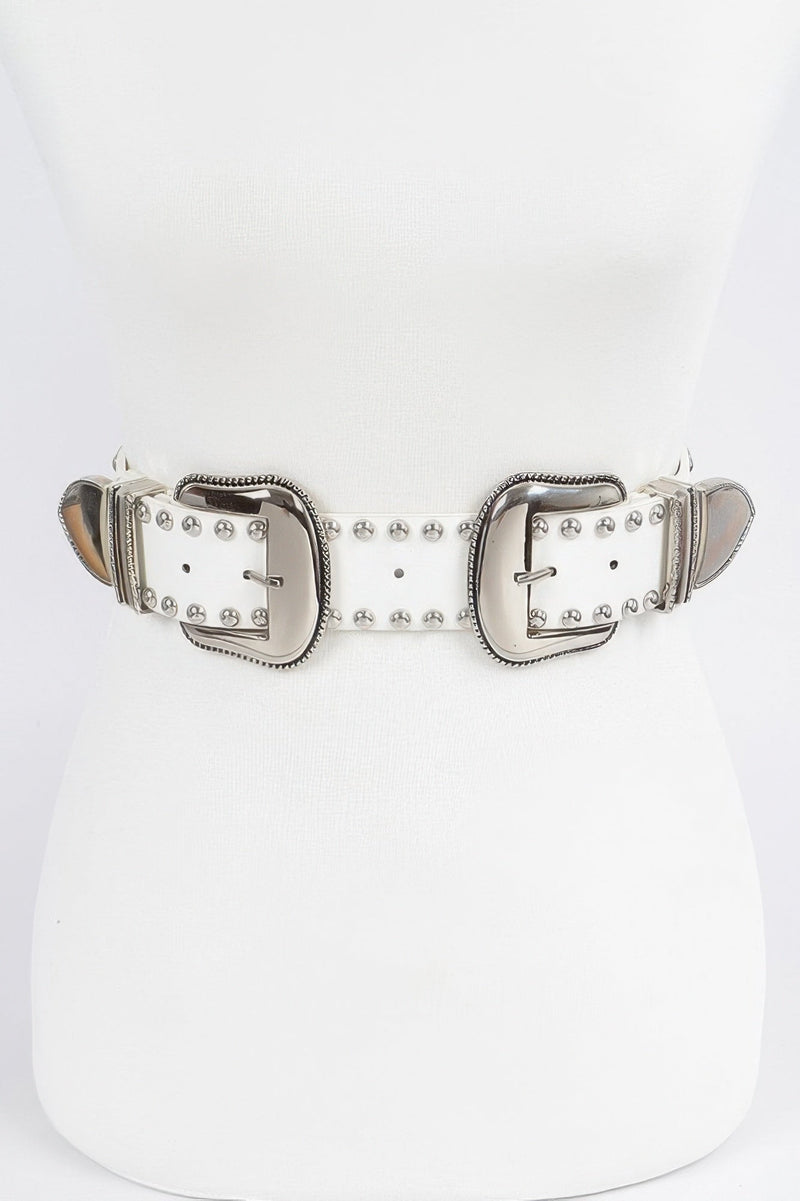 Studded Double Buckle Belt