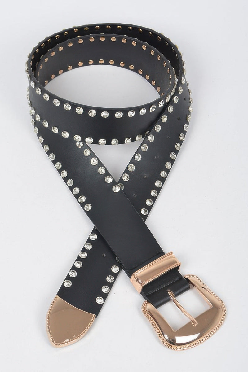 Rhinestone Trimmed Multi Metal Plus Size Belt