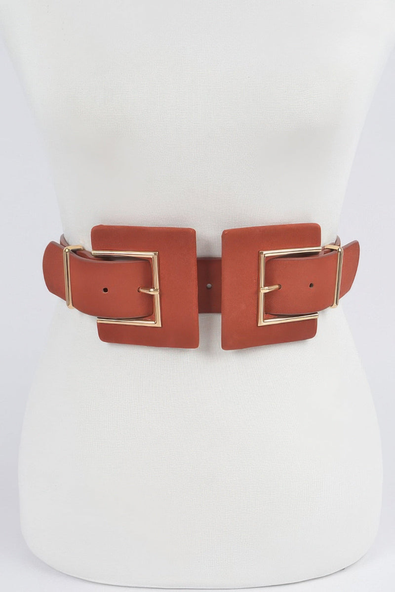 Two Buckle Faux Suede Belt