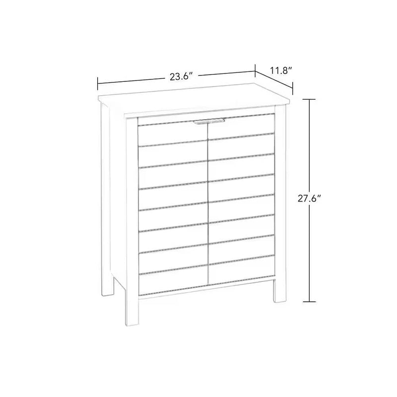 Bathroom Linen Cabinet with Storage Shelf in White Wood Finish