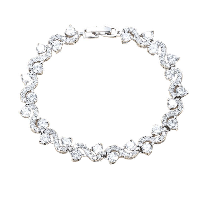 Wave Cubic Zirconia Tennis Bracelets with Round Cut White Diamond Cubic Zirconia