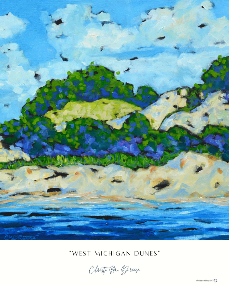 West Michigan Dunes Print on Paper, Wood Panel Wall Art Home Decor Art Prints Lake Michigan Print Sand Dunes Art Print Artist Christi Dreese