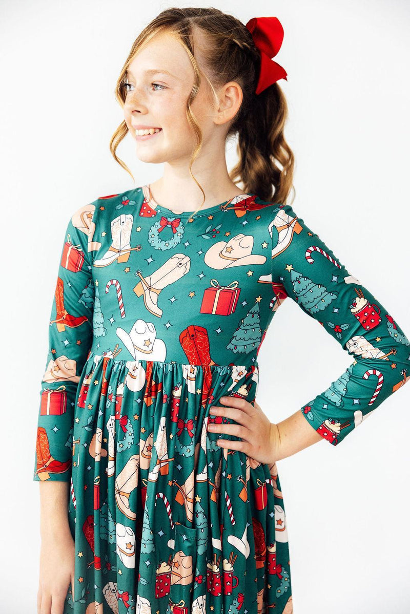 Western Wonderland L/S Pocket Twirl Dress