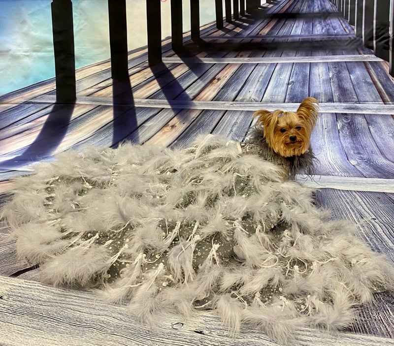 Feather Fantasy Pet Gown | Luxury Dog Dress for Special Occasions