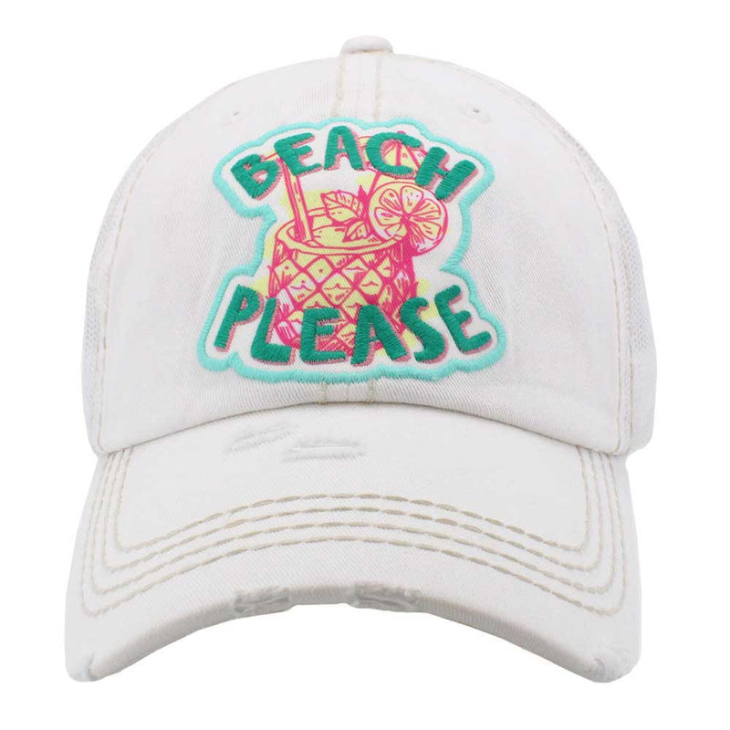 Beach Please Message Mesh Back Vintage Baseball Cap