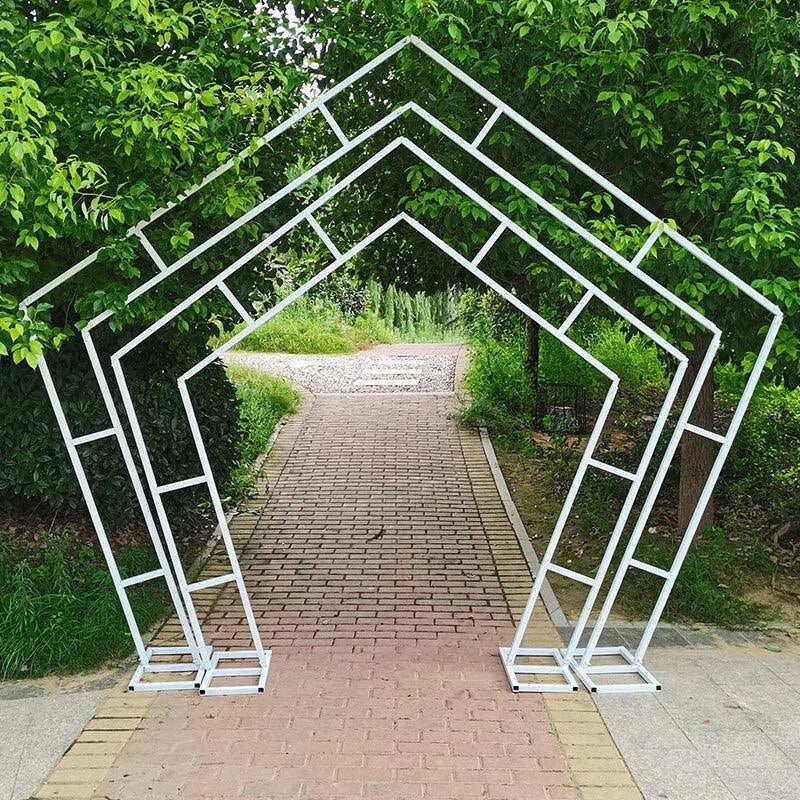 White Hexagon Wedding Arch Backdrop Stand