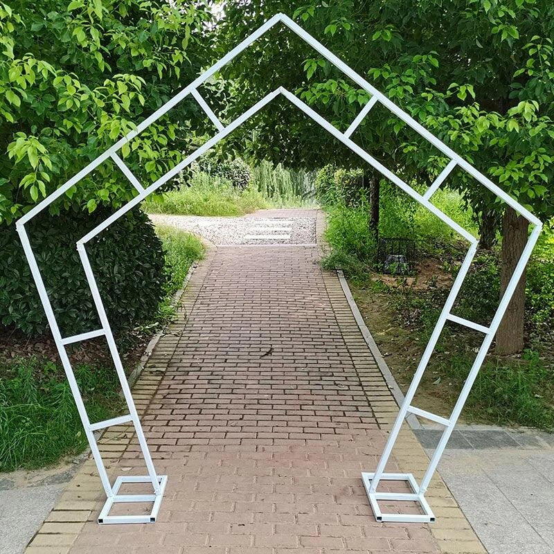 White Hexagon Wedding Arch Backdrop Stand