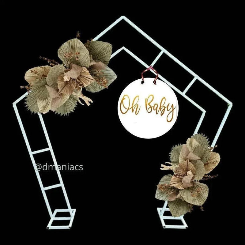 White Hexagon Wedding Arch Backdrop Stand