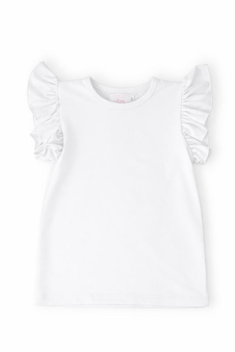 White S/S Ruffle Tee