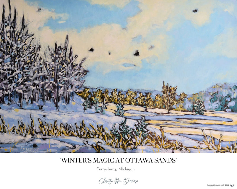 "Winter's Magic" Winter Print on Paper, Wood Panel- Wall Art Home Decor