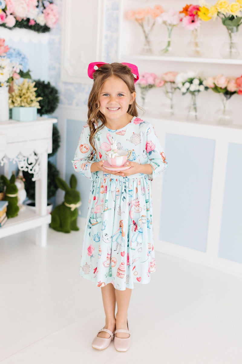 SALE Wonderland 3/4 Sleeve Pocket Twirl Dress