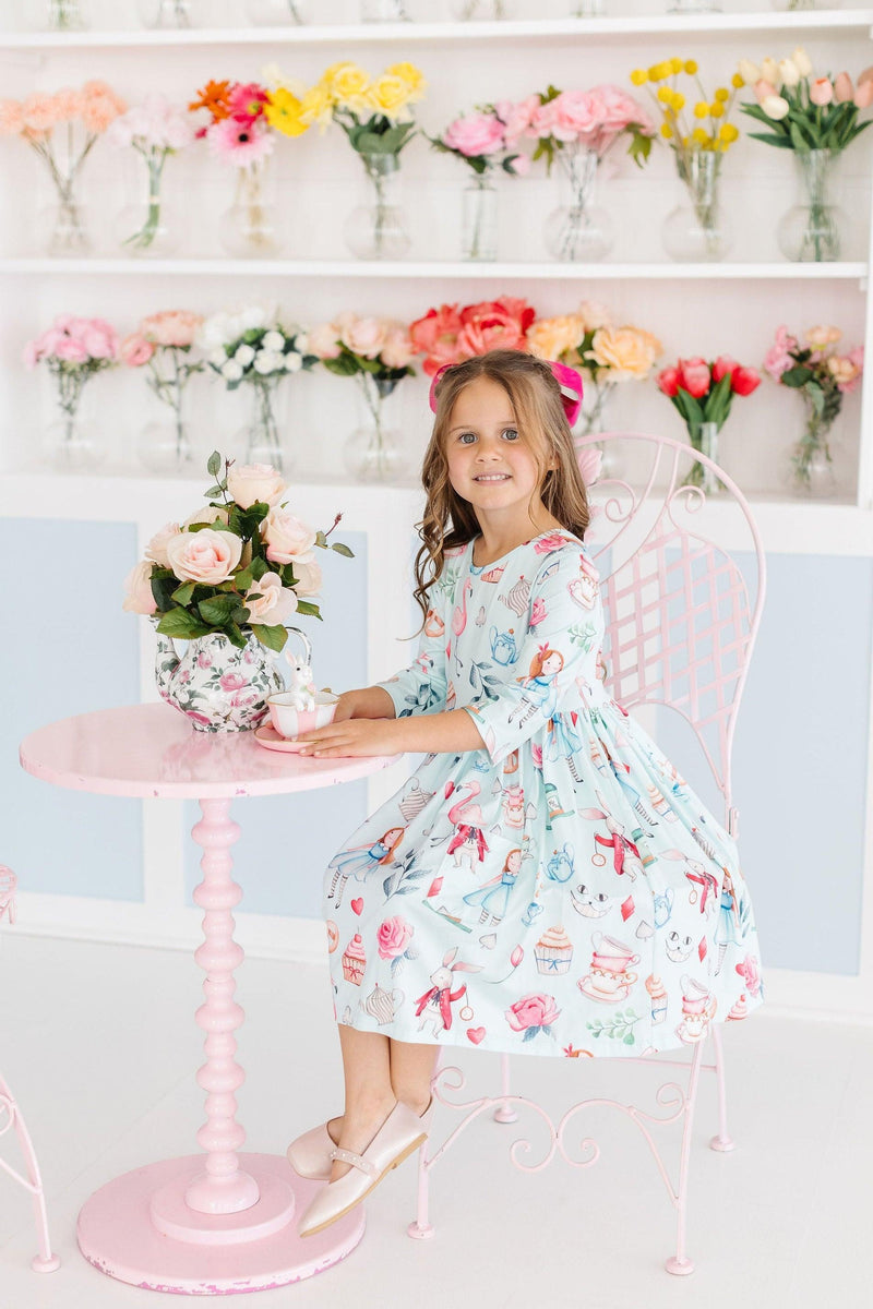 SALE Wonderland 3/4 Sleeve Pocket Twirl Dress
