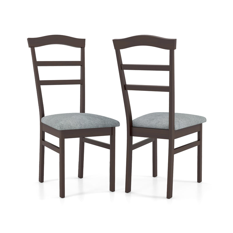Wooden Dining Chair Set of 2 Linen Fabric Upholstered Kitchen Chairs Farmhouse Side Accent Chairs
