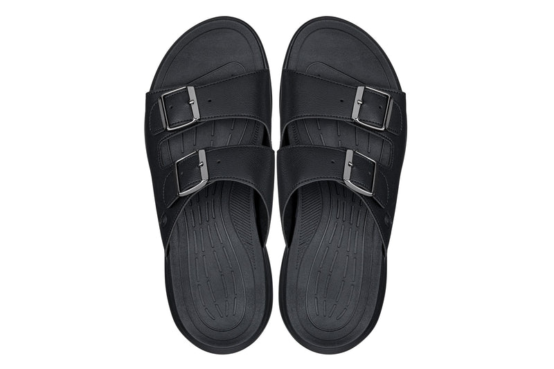 CALTO - X1660 - 2 Inches Taller (Black Buckle) - Dual Adjustable Buckle Sandal