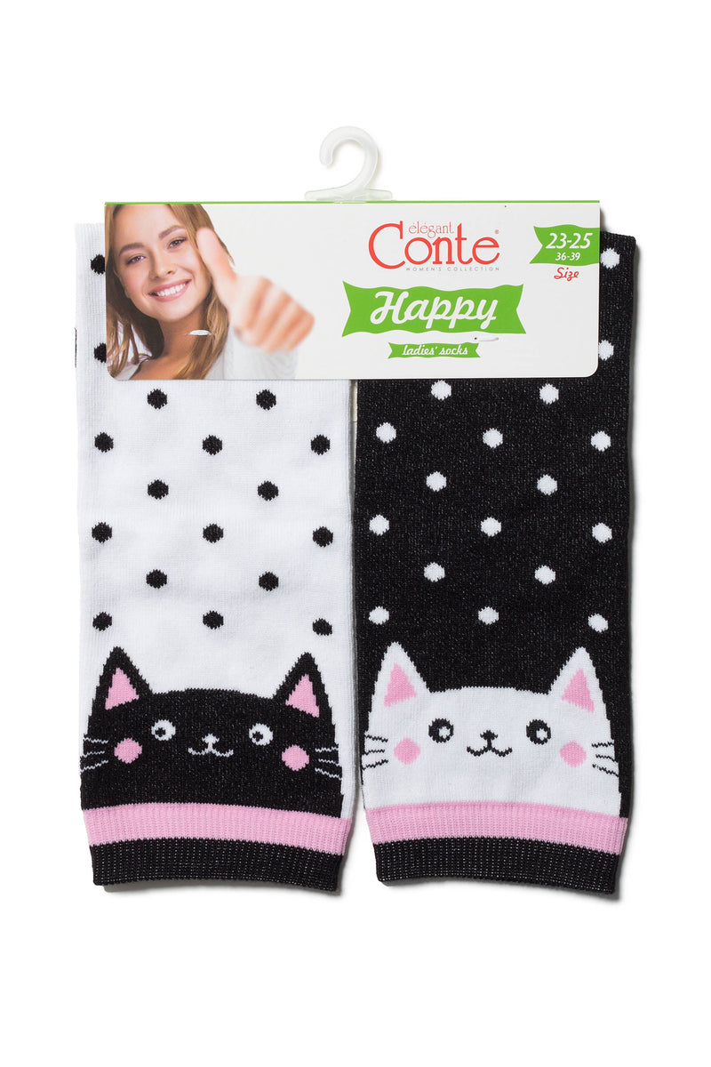 Socks Cotton Conte Happy 174 - Cats