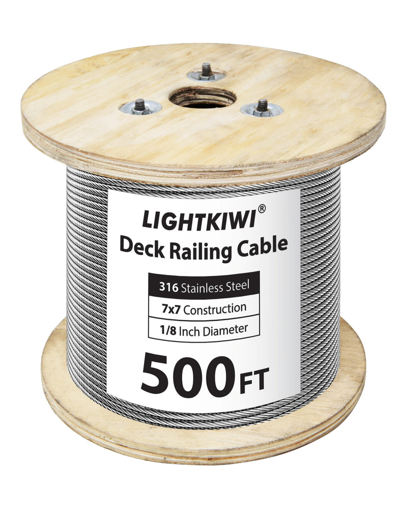 1/8" T316 Deck Cable Railing Wire 500ft – 7x7 Strand