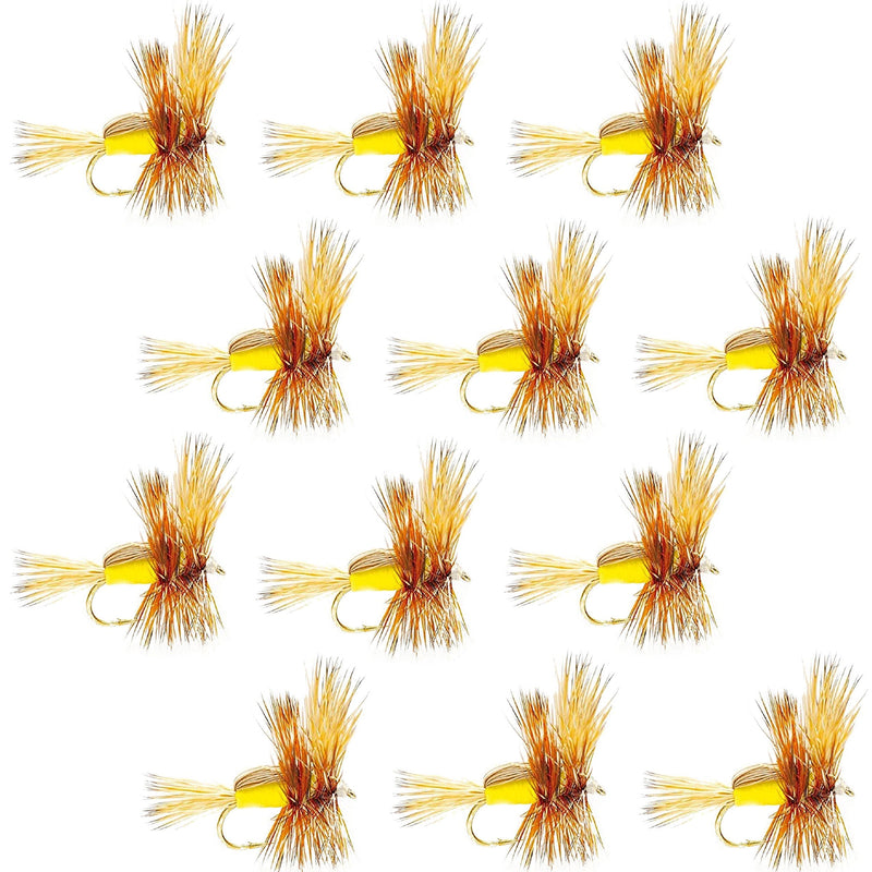 Yellow Humpy Classic Hair Wing Dry Fly - 12 Flies Size 12