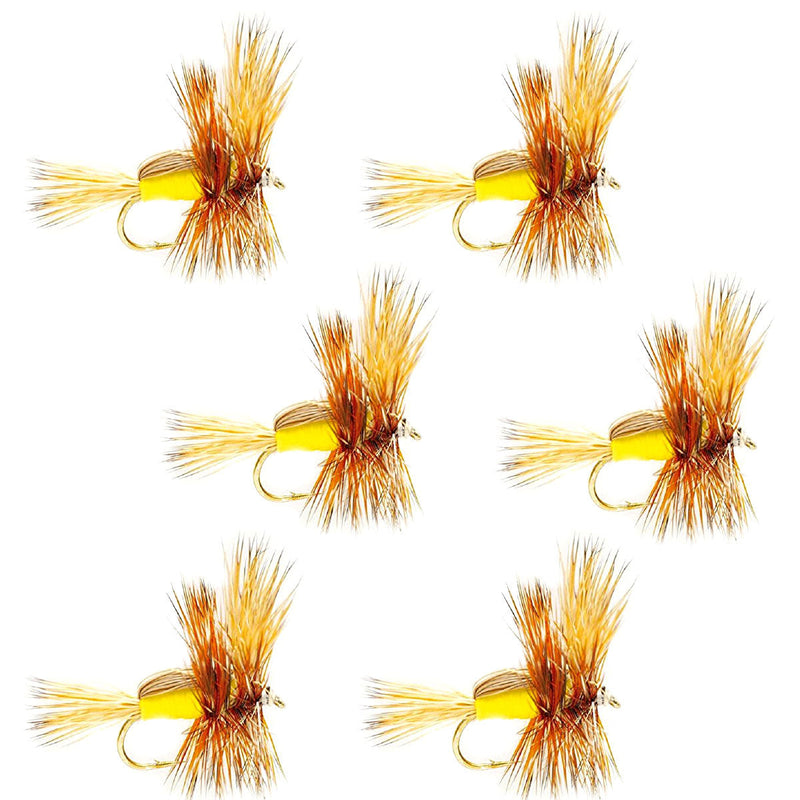 Yellow Humpy Classic Hair Wing Dry Fly - 6 Flies Size 12